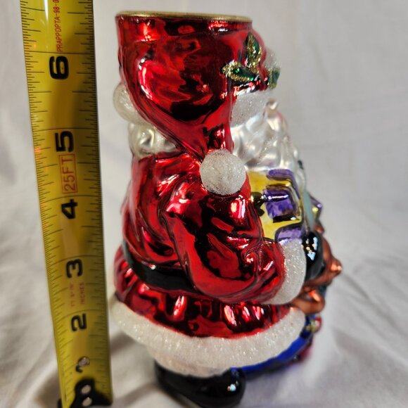 Hand Blown Mercury Glass SANTA CLAUSE Tea Light Candle Holder Handpainted 6" Vtg - Picture 10 of 15